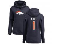 Denver Broncos Marquette King Women's Navy Blue Nike - #1 NFL Pullover Hoodie Name & Number Logo