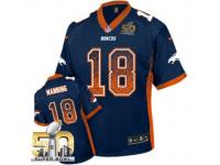 Elite Peyton Manning Men Jersey - Denver Broncos #18 Drift Fashion Navy Blue Super Bowl 50 Bound Nike NFL