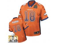 Elite Peyton Manning Men Jersey - Denver Broncos #18 Drift Fashion Orange Super Bowl 50 Bound Nike NFL