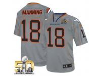 Elite Peyton Manning Youth Jersey - Denver Broncos #18 Lights Out Grey Super Bowl 50 Bound Nike NFL