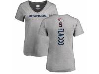 Football Women's Denver Broncos #5 Joe Flacco Ash Backer V-Neck T-Shirt