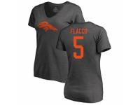 Football Women's Denver Broncos #5 Joe Flacco Ash One Color T-Shirt