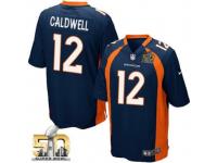 Game Andre Caldwell Men Jersey - Denver Broncos #12 Alternate Navy Blue Super Bowl 50 Bound Nike NFL