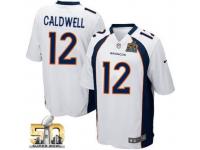 Game Andre Caldwell Men Jersey - Denver Broncos #12 Road White Super Bowl 50 Bound Nike NFL