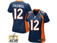 Game Andre Caldwell WoMen Jersey - Denver Broncos #12 Alternate Navy Blue Super Bowl 50 Bound Nike NFL