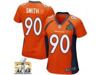 Game Antonio Smith WoMen Jersey - Denver Broncos #90 Home Orange Super Bowl 50 Bound Nike NFL