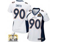 Game Antonio Smith WoMen Jersey - Denver Broncos #90 Road White Super Bowl 50 Bound Nike NFL