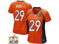 Game Bradley Roby WoMen Jersey - Denver Broncos #29 Home Orange Super Bowl 50 Bound Nike NFL