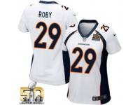 Game Bradley Roby WoMen Jersey - Denver Broncos #29 Road White Super Bowl 50 Bound Nike NFL