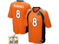 Game Brandon McManus Youth Jersey - Denver Broncos #8 Home Orange Super Bowl 50 Bound Nike NFL