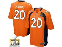 Game Brian Dawkins Men Jersey - Denver Broncos #20 Home Orange Super Bowl 50 Bound Nike NFL