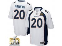 Game Brian Dawkins Men Jersey - Denver Broncos #20 Road White Super Bowl 50 Bound Nike NFL