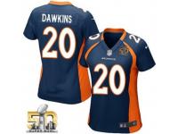 Game Brian Dawkins WoMen Jersey - Denver Broncos #20 Alternate Navy Blue Super Bowl 50 Bound Nike NFL