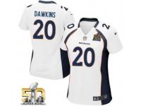 Game Brian Dawkins WoMen Jersey - Denver Broncos #20 Road White Super Bowl 50 Bound Nike NFL