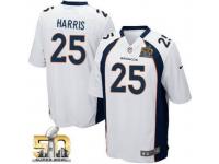 Game Chris Harris Men Jersey - Denver Broncos #25 Road White Super Bowl 50 Bound Nike NFL