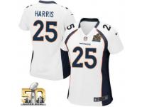 Game Chris Harris WoMen Jersey - Denver Broncos #25 Road White Super Bowl 50 Bound Nike NFL