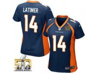 Game Cody Latimer WoMen Jersey - Denver Broncos #14 Alternate Navy Blue Super Bowl 50 Bound Nike NFL