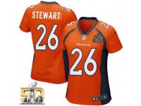 Game Darian Stewart WoMen Jersey - Denver Broncos #26 Home Orange Super Bowl 50 Bound Nike NFL