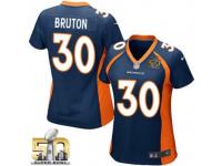 Game David Bruton WoMen Jersey - Denver Broncos #30 Alternate Navy Blue Super Bowl 50 Bound Nike NFL