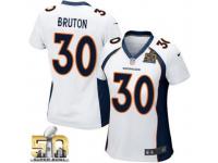 Game David Bruton WoMen Jersey - Denver Broncos #30 Road White Super Bowl 50 Bound Nike NFL