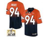 Game DeMarcus Ware Men Jersey - Denver Broncos #94 Fadeaway Orange Navy Super Bowl 50 Bound Nike NFL