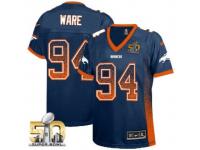 Game DeMarcus Ware WoMen Jersey - Denver Broncos #94 Drift Fashion Navy Blue Super Bowl 50 Bound Nike NFL