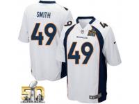 Game Dennis Smith Men Jersey - Denver Broncos #49 Road White Super Bowl 50 Bound Nike NFL