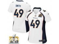 Game Dennis Smith WoMen Jersey - Denver Broncos #49 Road White Super Bowl 50 Bound Nike NFL