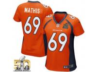 Game Evan Mathis WoMen Jersey - Denver Broncos #69 Home Orange Super Bowl 50 Bound Nike NFL