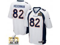 Game Jeff Heuerman Men Jersey - Denver Broncos #82 Road White Super Bowl 50 Bound Nike NFL