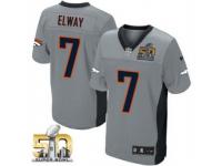 Game John Elway Men Jersey - Denver Broncos #7 Grey Shadow Super Bowl 50 Bound Nike NFL