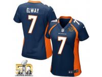 Game John Elway WoMen Jersey - Denver Broncos #7 Alternate Navy Blue Super Bowl 50 Bound Nike NFL