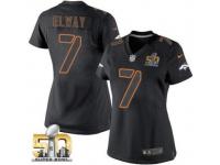 Game John Elway WoMen Jersey - Denver Broncos #7 Impact Black Super Bowl 50 Bound Nike NFL