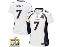 Game John Elway WoMen Jersey - Denver Broncos #7 Road White Super Bowl 50 Bound Nike NFL