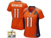 Game Jordan Norwood WoMen Jersey - Denver Broncos #11 Home Orange Super Bowl 50 Bound Nike NFL