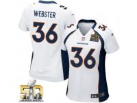 Game Kayvon Webster WoMen Jersey - Denver Broncos #36 Road White Super Bowl 50 Bound Nike NFL