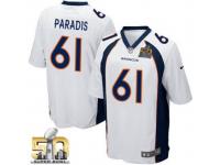 Game Matt Paradis Men Jersey - Denver Broncos #61 Road White Super Bowl 50 Bound Nike NFL