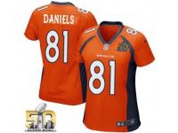 Game Owen Daniels WoMen Jersey - Denver Broncos #81 Home Orange Super Bowl 50 Bound Nike NFL