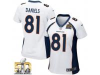 Game Owen Daniels WoMen Jersey - Denver Broncos #81 Road White Super Bowl 50 Bound Nike NFL