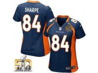 Game Shannon Sharpe WoMen Jersey - Denver Broncos #84 Alternate Navy Blue Super Bowl 50 Bound Nike NFL