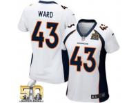 Game T.J. Ward WoMen Jersey - Denver Broncos #43 Road White Super Bowl 50 Bound Nike NFL