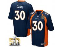 Game Terrell Davis Men Jersey - Denver Broncos #30 Alternate Navy Blue Super Bowl 50 Bound Nike NFL