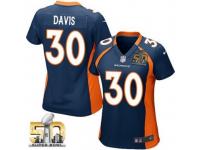 Game Terrell Davis WoMen Jersey - Denver Broncos #30 Alternate Navy Blue Super Bowl 50 Bound Nike NFL