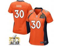 Game Terrell Davis WoMen Jersey - Denver Broncos #30 Home Orange Super Bowl 50 Bound Nike NFL