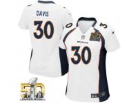 Game Terrell Davis WoMen Jersey - Denver Broncos #30 Road White Super Bowl 50 Bound Nike NFL