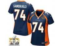 Game Ty Sambrailo Women's Jersey Denver Broncos 74 Alternate Navy Blue Super Bowl 50 Bound Nike NFL