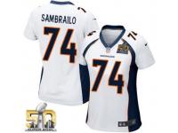 Game Ty Sambrailo Women's Jersey Denver Broncos 74 Alternate White Super Bowl 50 Bound Nike NFL