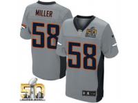 Game Von Miller Men Jersey - Denver Broncos #58 Grey Shadow Super Bowl 50 Bound Nike NFL