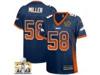 Game Von Miller WoMen Jersey - Denver Broncos #58 Drift Fashion Navy Blue Super Bowl 50 Bound Nike NFL