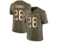 Limited Men's Royce Freeman Olive Gold Jersey NFL Nike Denver Broncos #28 2017 Salute to Service